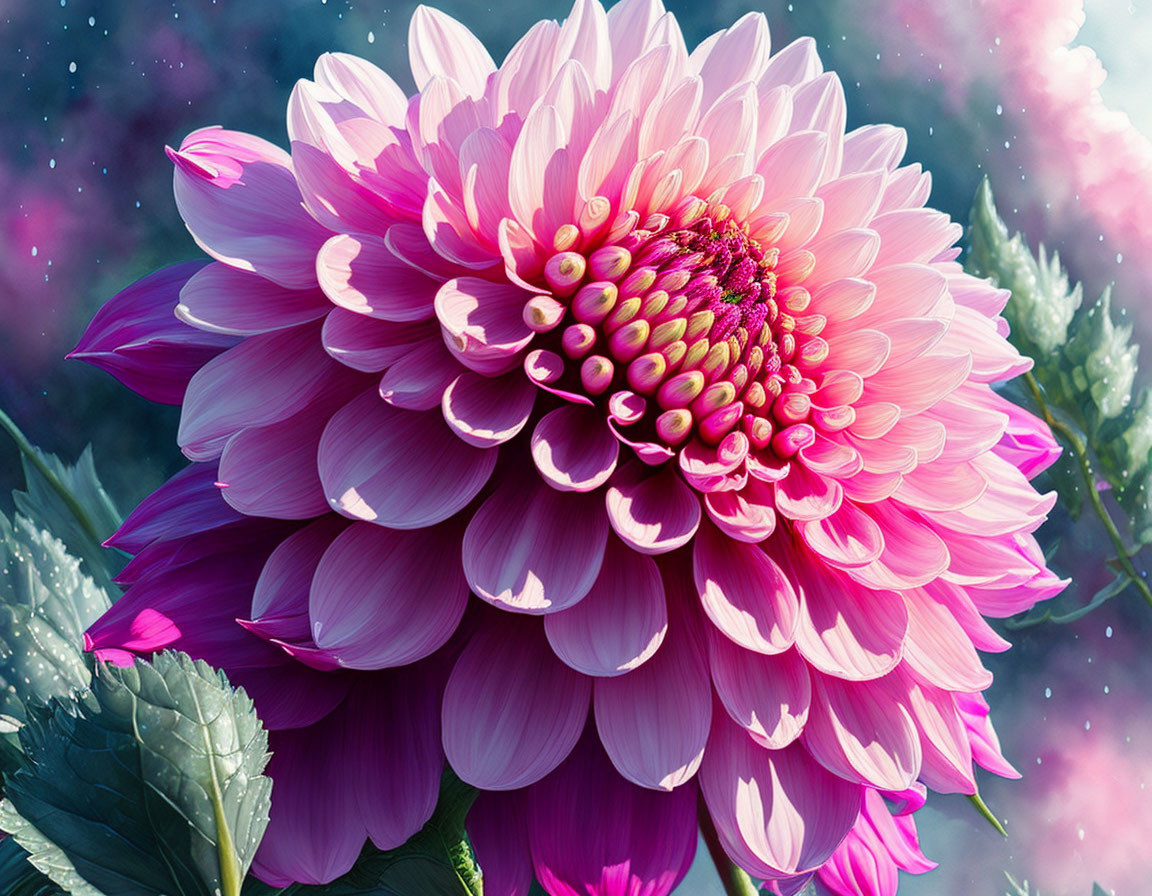 Vibrant Pink Dahlia with Intricate Petals on Soft-focus Background