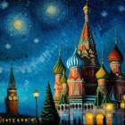 Fantasy illustration of enchanting castle under starry night sky