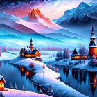 Fantasy landscape with purple hues, castles, floating islands, and dreamy sky