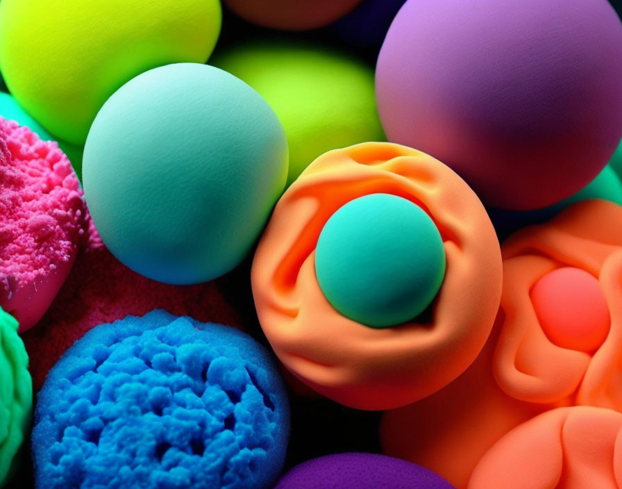 Colorful Textured Spherical Shapes in Various Textures