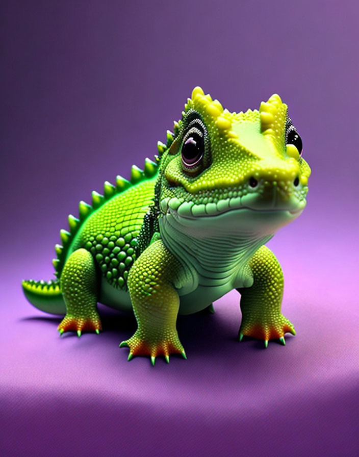 Colorful Toy Crocodile on Purple Background