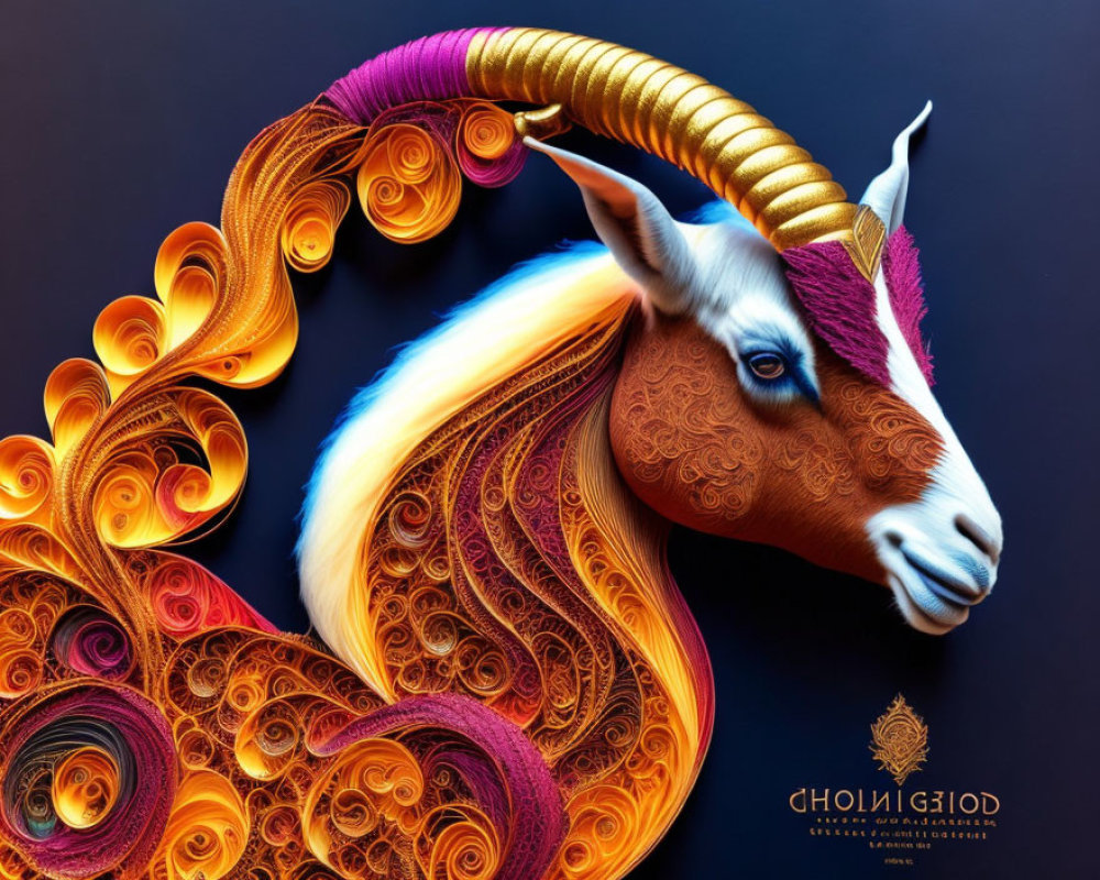 Colorful Unicorn Art with Quilled Paper Mane on Dark Background