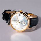 Gold-Tone Case Wristwatch with Diamond Hour Markers