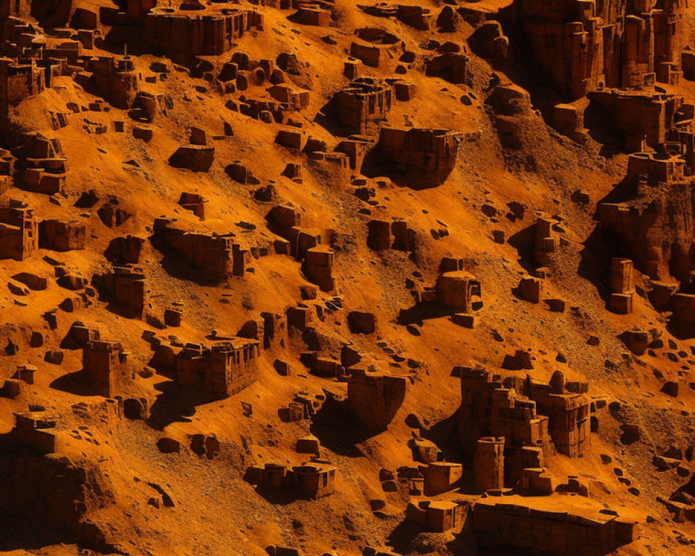 Rugged Brown Terrain with Erosion-Formed Pillars and Canyons