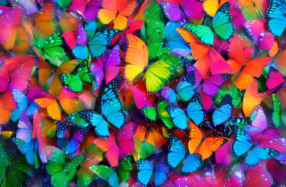 Multicolored Butterfly Models in Blue, Green, Orange, and Pink Hues