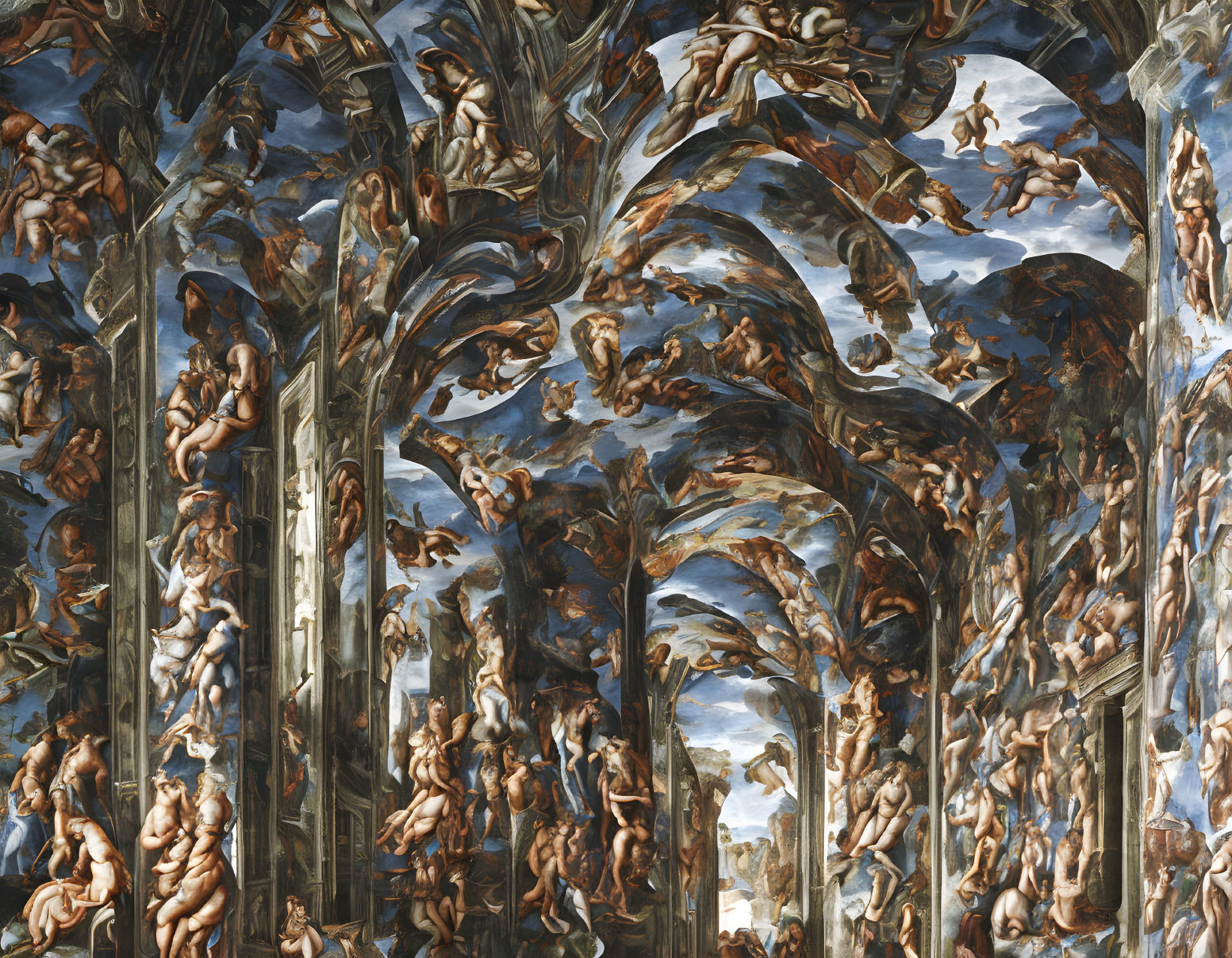 Intricate Baroque ceiling fresco with dynamic human figures