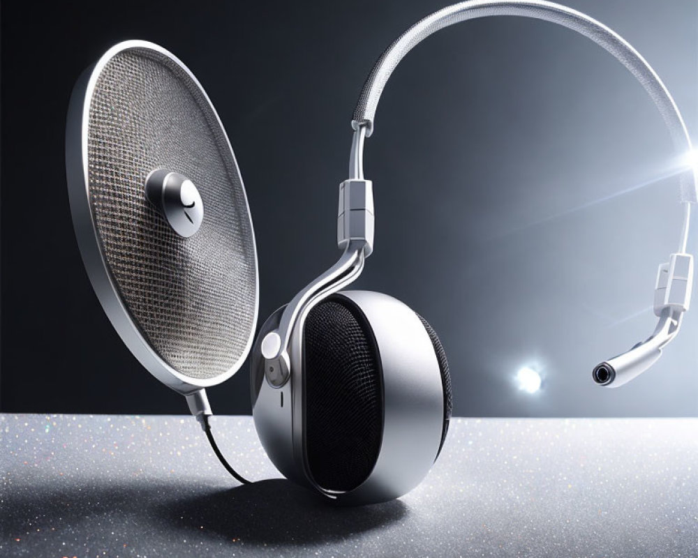 Stylish Mesh Design Headphones with Metallic Finish