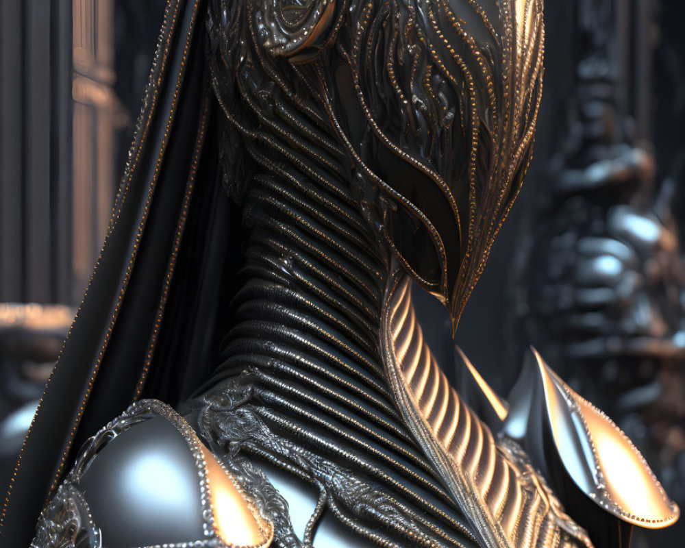 Elaborate Metallic Armor with Detailed Designs