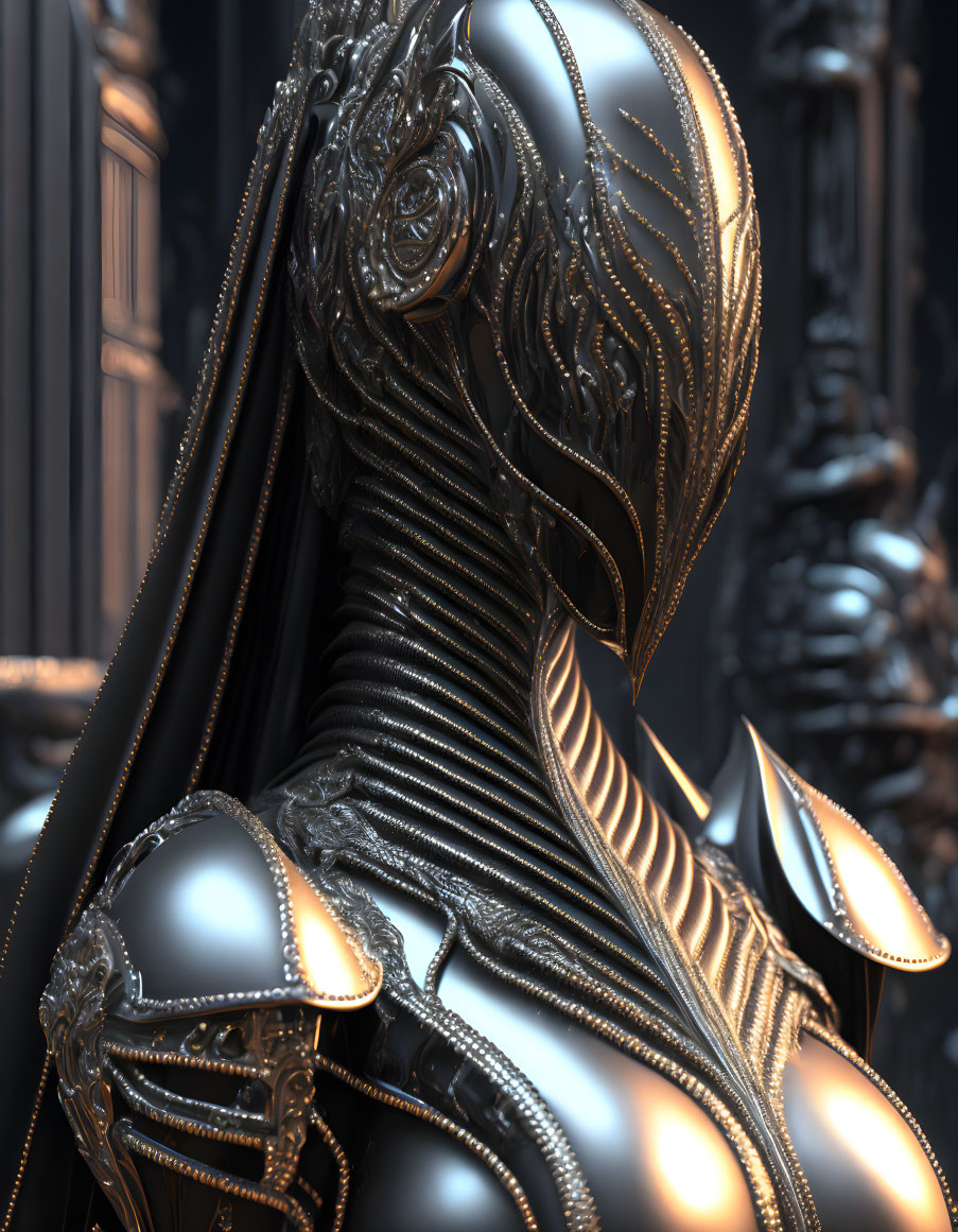 Elaborate Metallic Armor with Detailed Designs