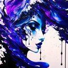 Colorful Abstract Portrait of a Woman in Purple and Blue Hues