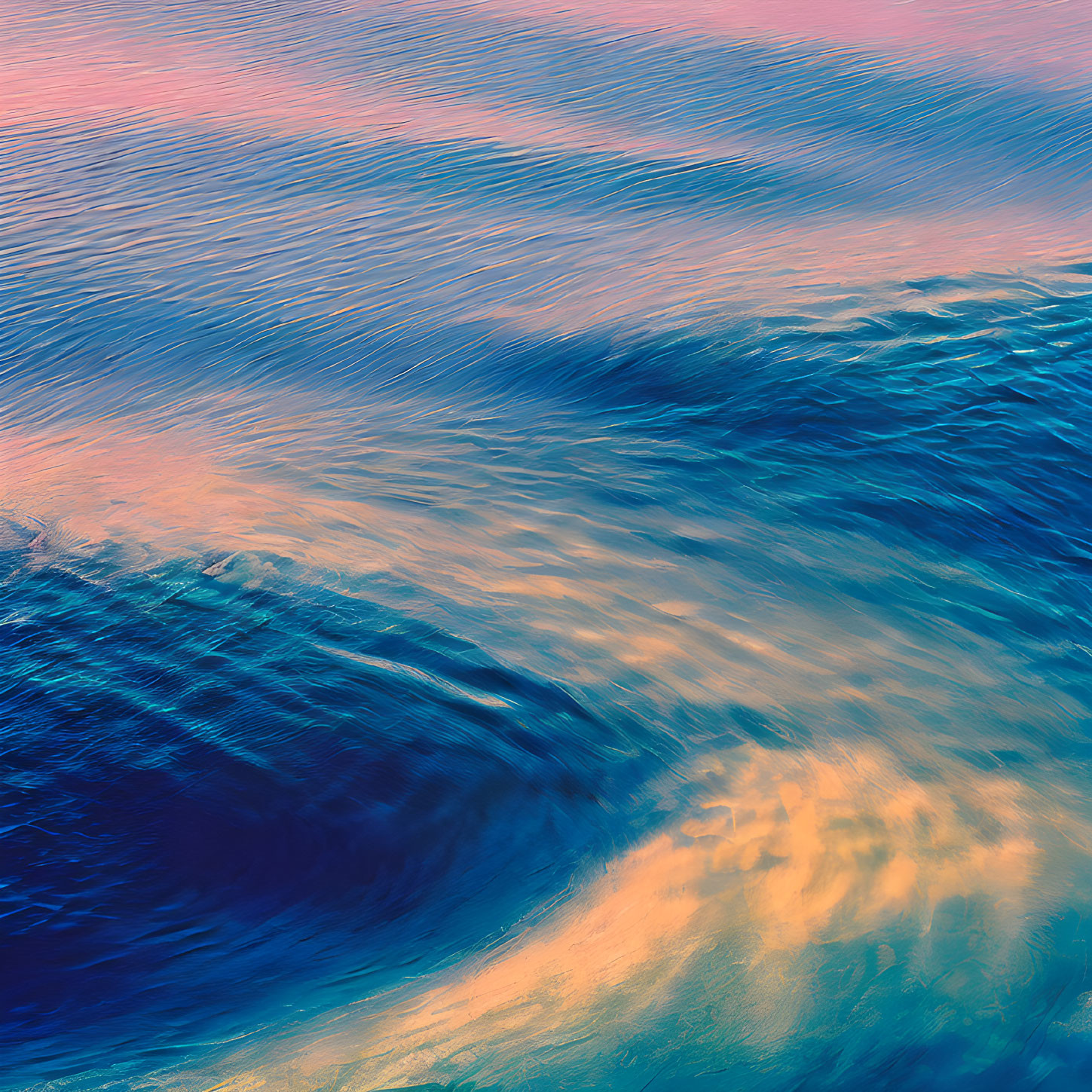 Colorful Sunset Reflection on Rippled Ocean Surface