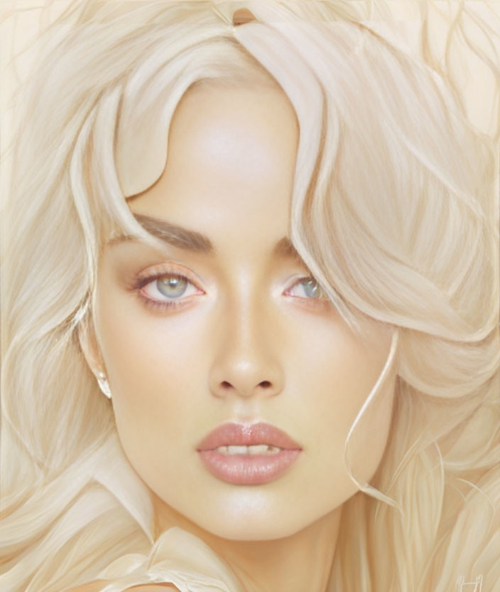 Blonde-haired woman with hazel eyes in digital portrait