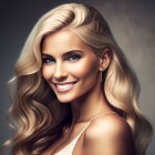 Blonde woman portrait with radiant skin and warm lighting