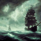 Stormy Seascape: Tall Ships in Tempestuous Weather