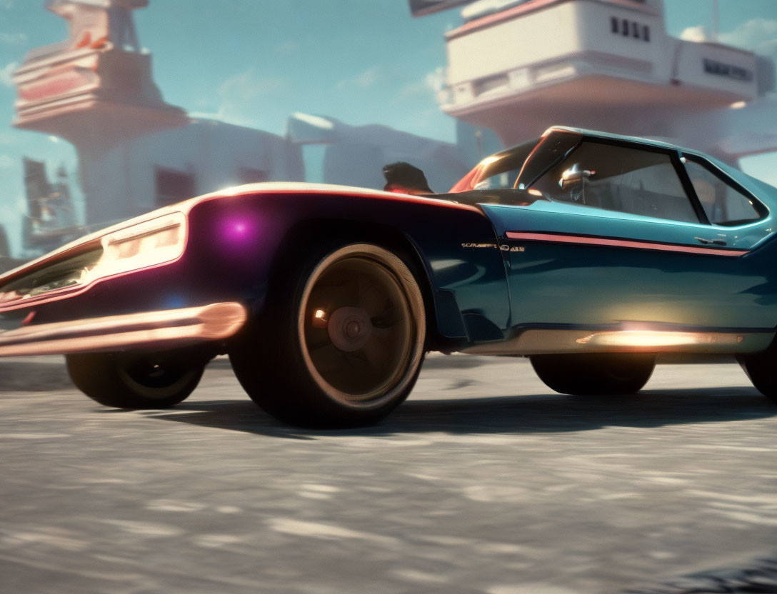 Speeding Retro Muscle Car with Motion Blur Effect