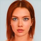 Detailed Digital Portrait of Young Girl with Brown Eyes and Auburn Hair