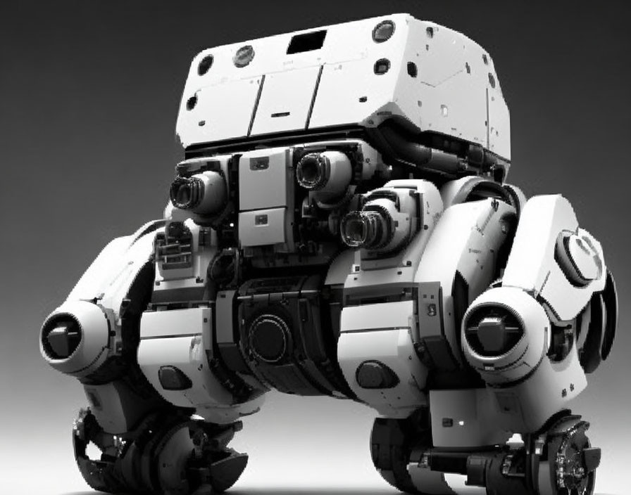 Detailed Futuristic Robot with Optical Sensors and White Armor