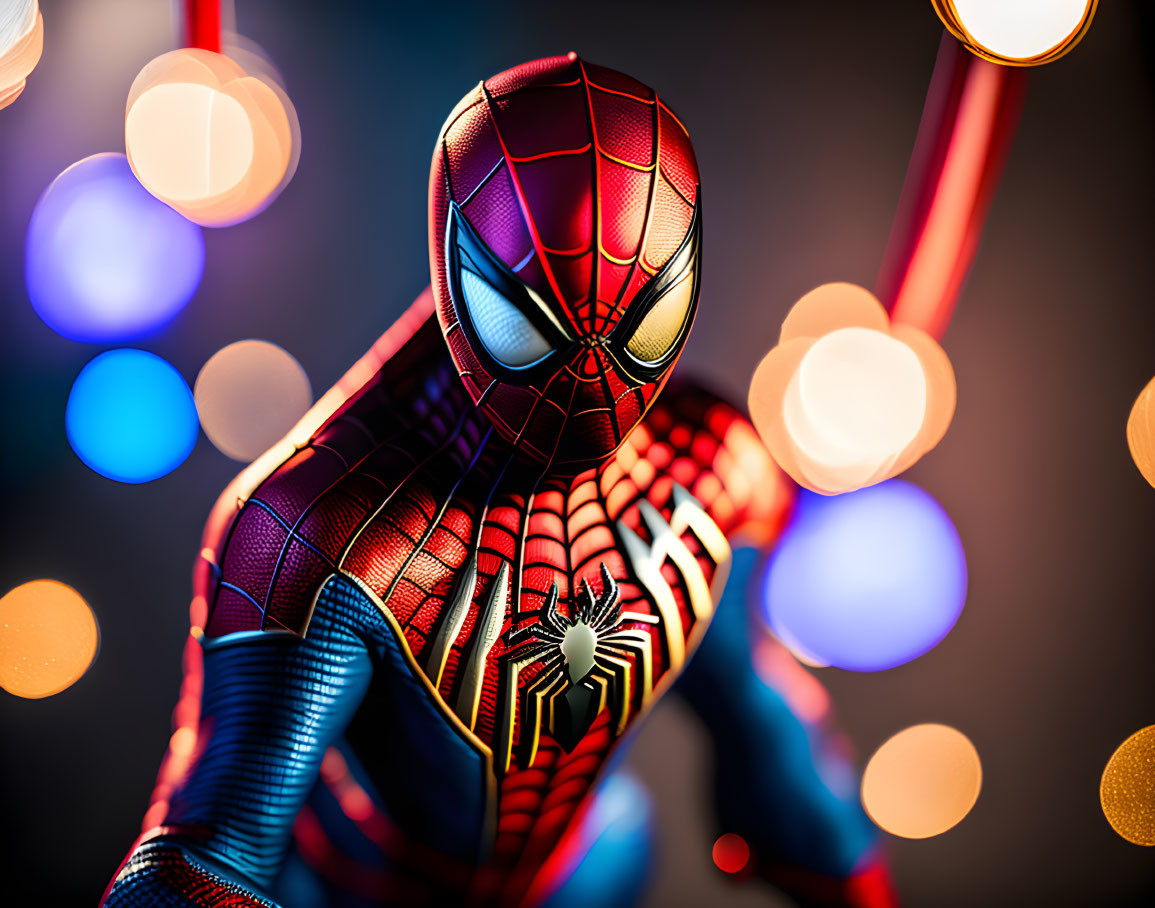 Detailed Spider-Man Figure in Close-Up Shot