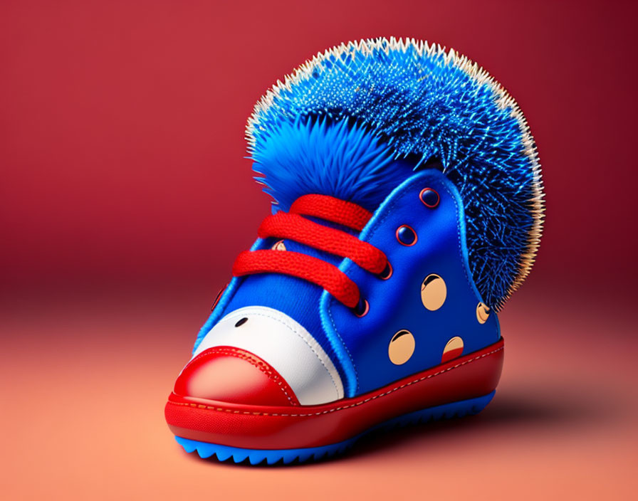 Vibrant Children's Shoe with Blue Hedgehog Design