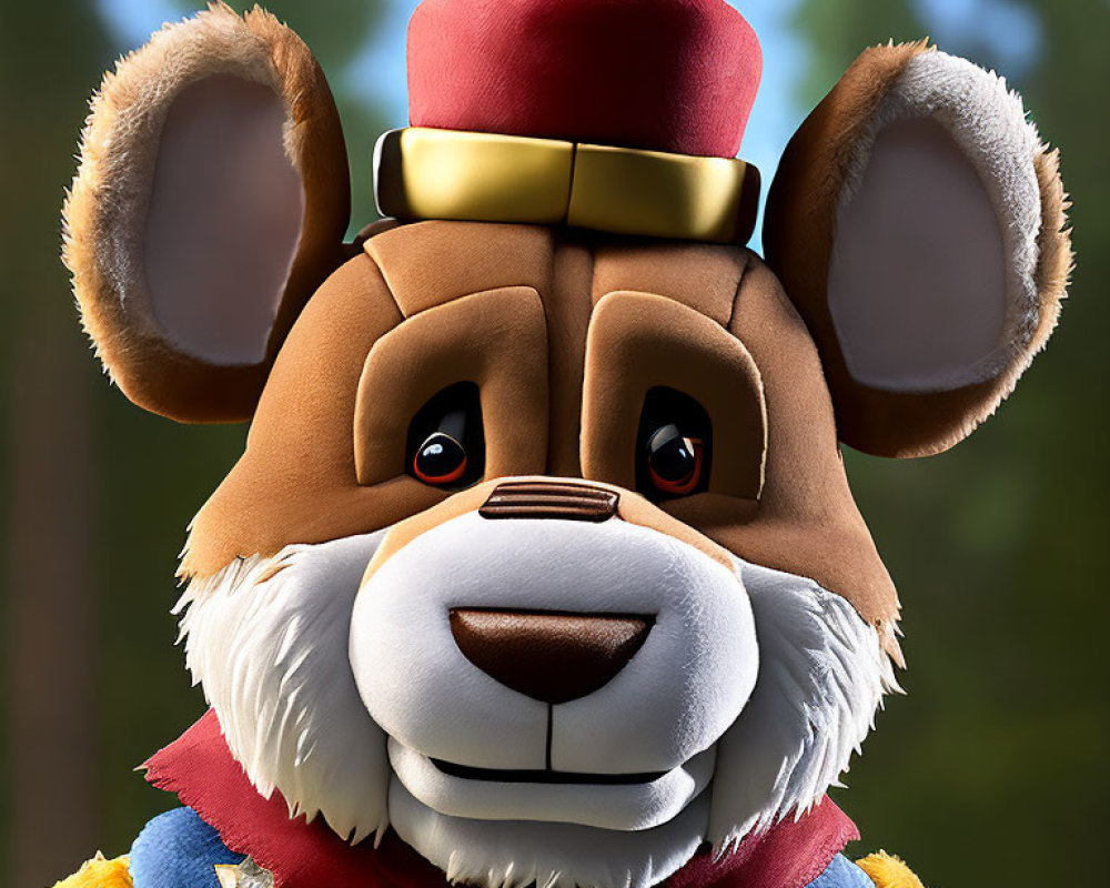 Colorful 3D Animated Bear Character in Forest Scene