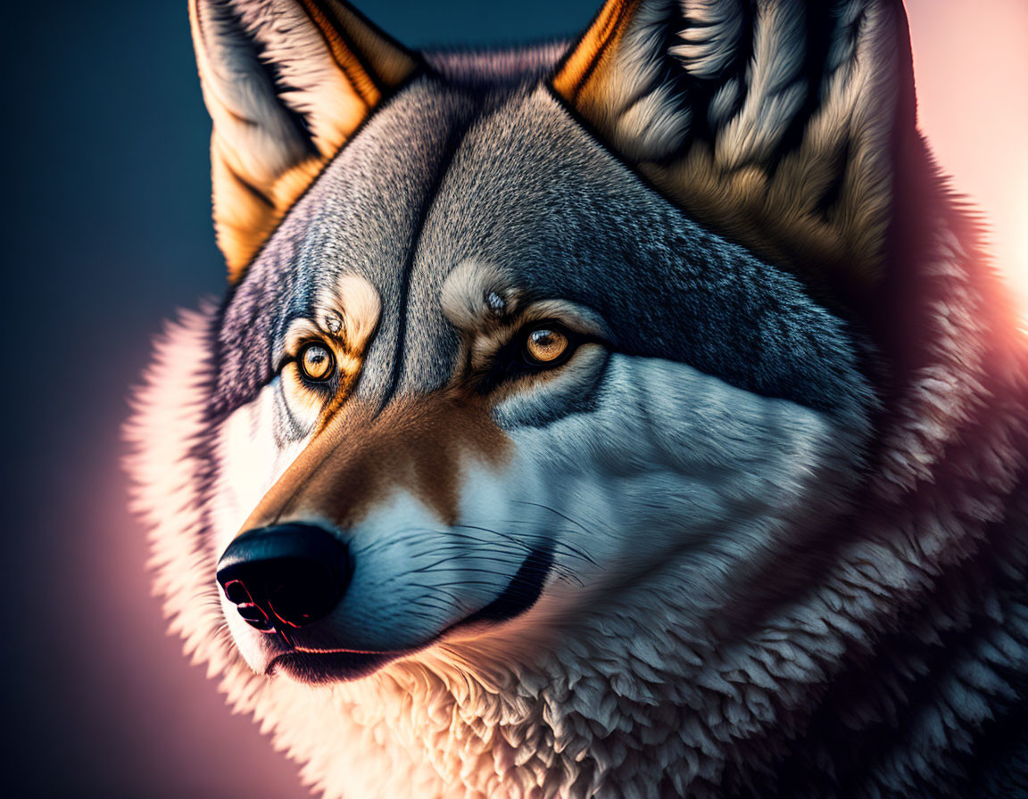 Detailed Wolf Portrait with Intense Eyes and Thick Fur