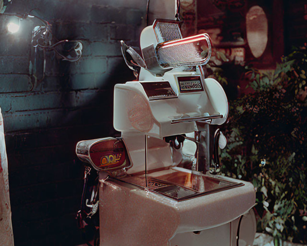 Vintage barber chair in warm-lit retro barbershop