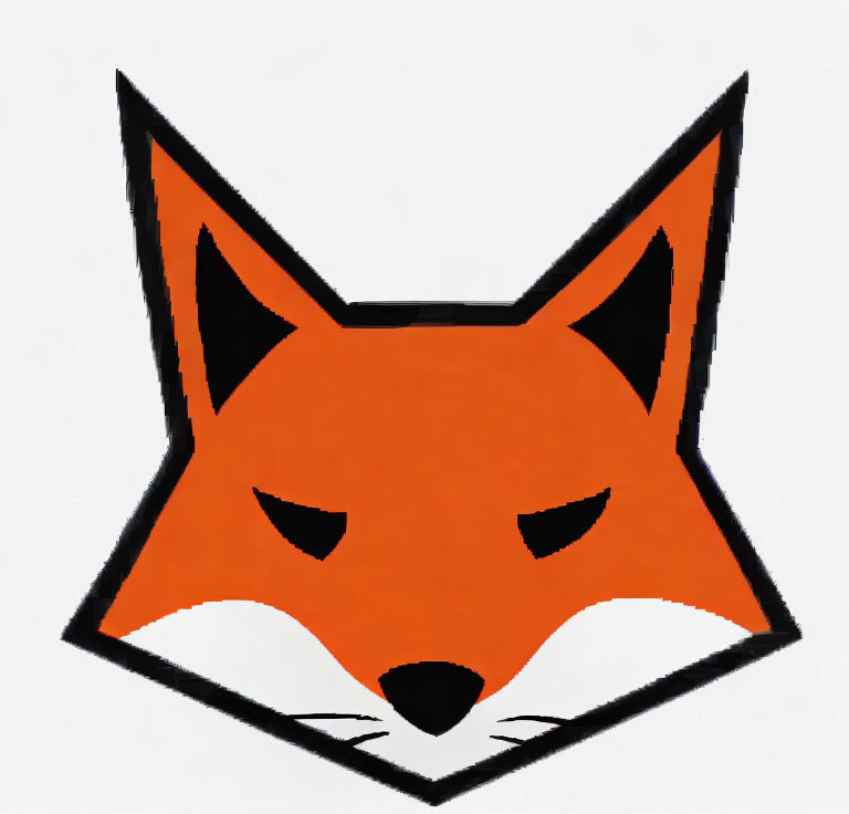 Fox Face Illustration with Sharp Angles and Orange Palette