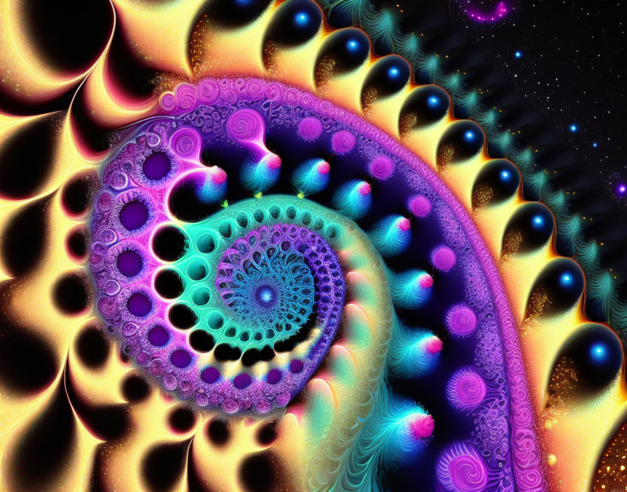 Abstract Fractal Art: Intricate Spiral Patterns in Blue and Purple Hues