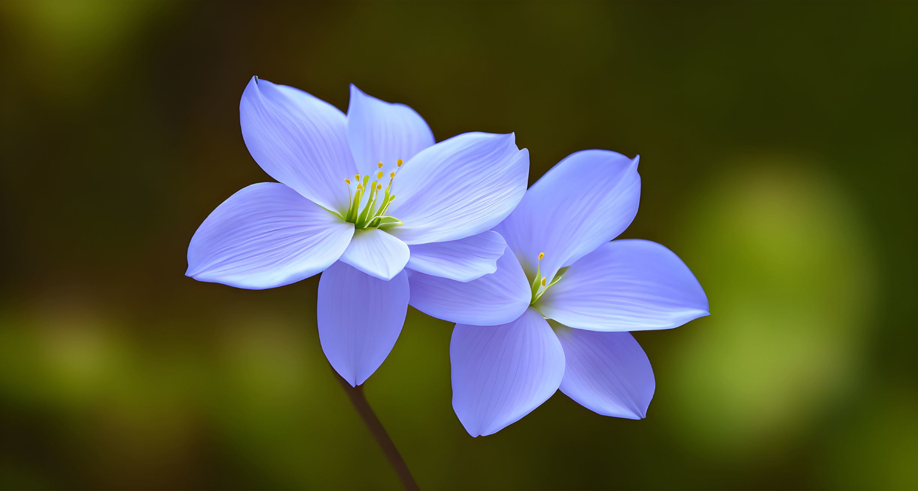 Delicate Blue Flowers with Translucent Petals on Blurred Green Background
