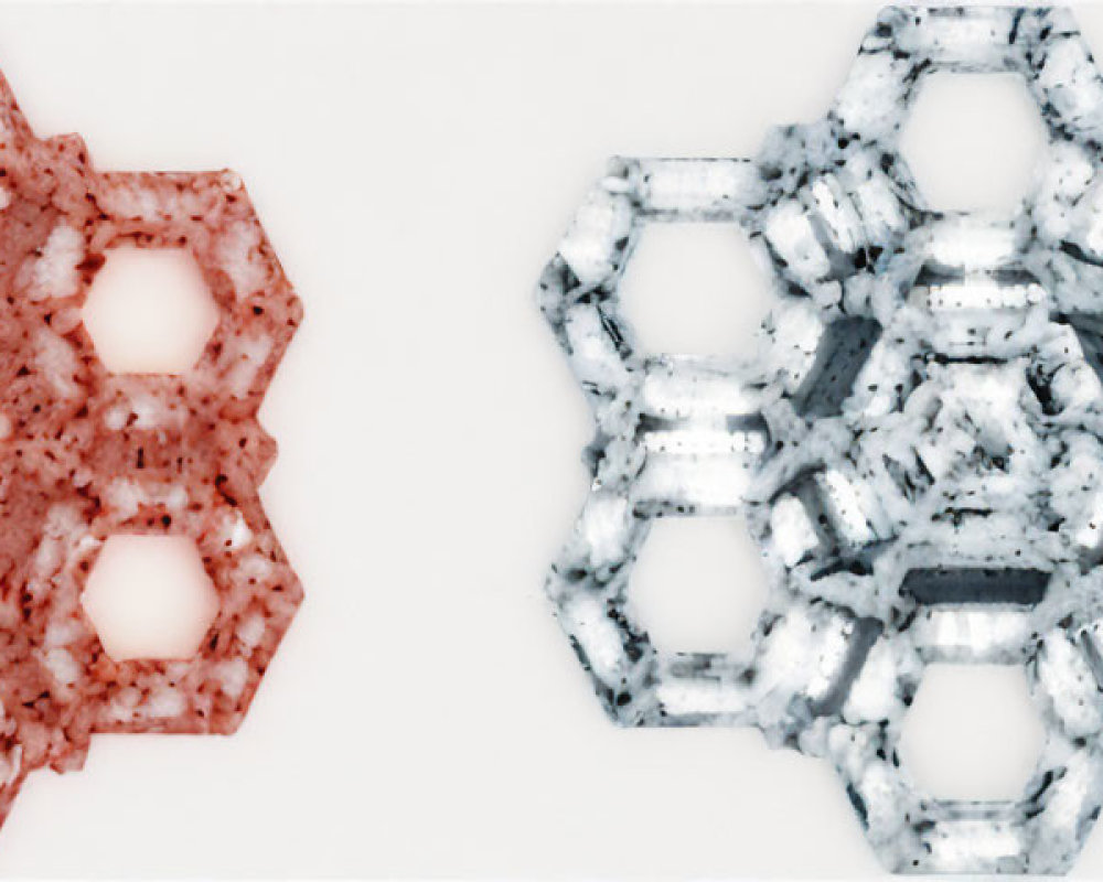 Microscopic Snowflakes: Red Tint and Gray Scale Crystal Patterns