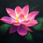 Pink Lotus Flower Blooms in Dark Underwater Setting