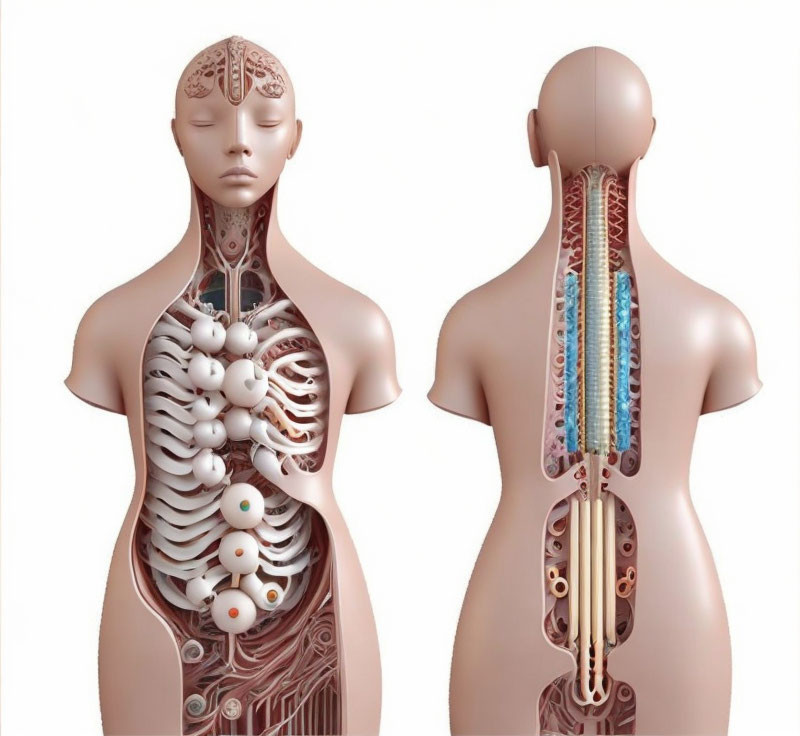 Detailed Human Anatomy Illustration of Respiratory and Circulatory Systems