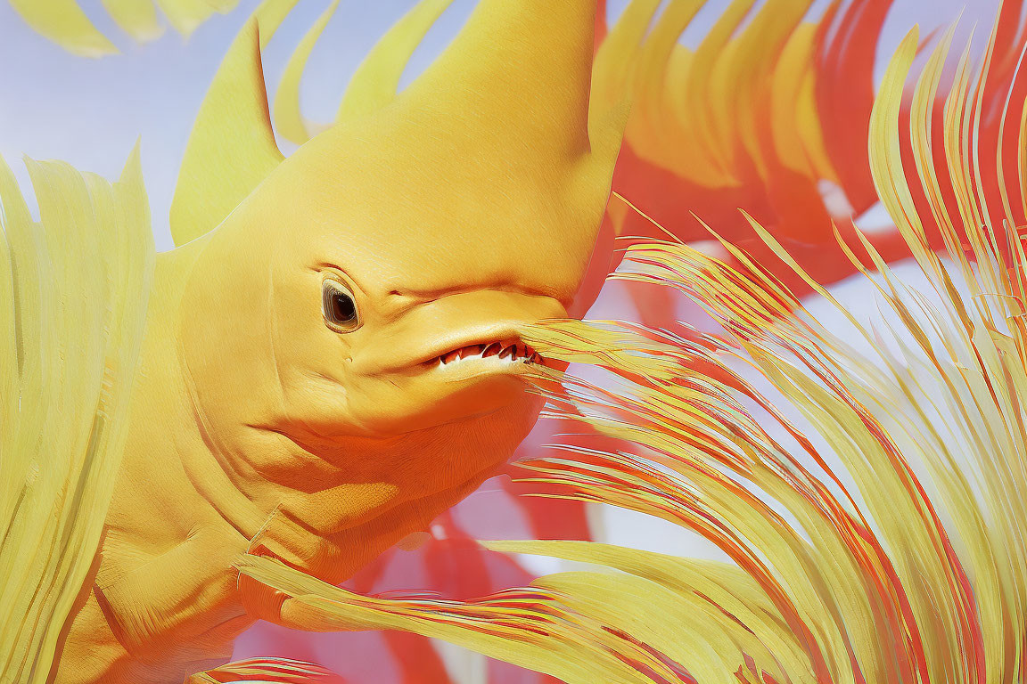 Vibrant Yellow Fish with Large Fins and Sharp Features