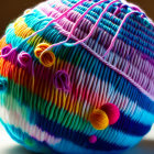 Vibrant Multicolored Ball of Yarn with Intricate Patterns