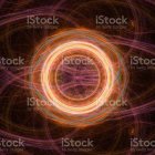 Abstract luminous golden orb with dynamic light swirls on dark backdrop