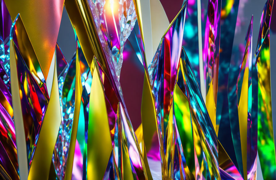 Colorful Twisted Metallic Shapes in Abstract Digital Art