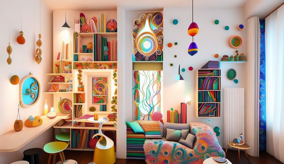 Vibrant Bohemian Style Room with Eclectic Decor