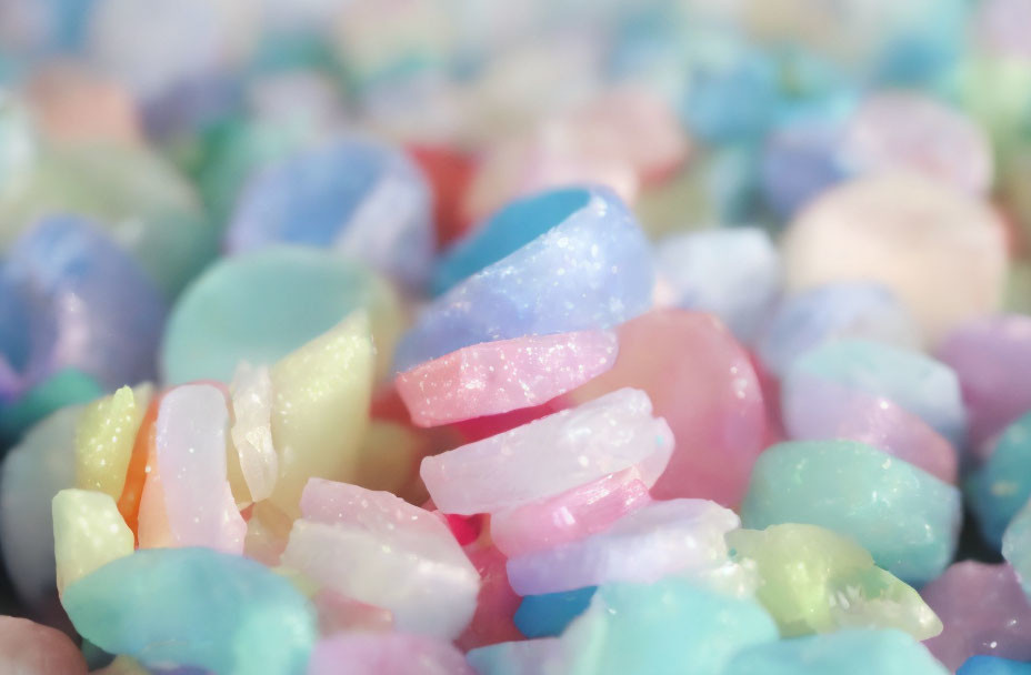 Pastel-Colored Sparkling Mineral Rock Fragments Close-Up