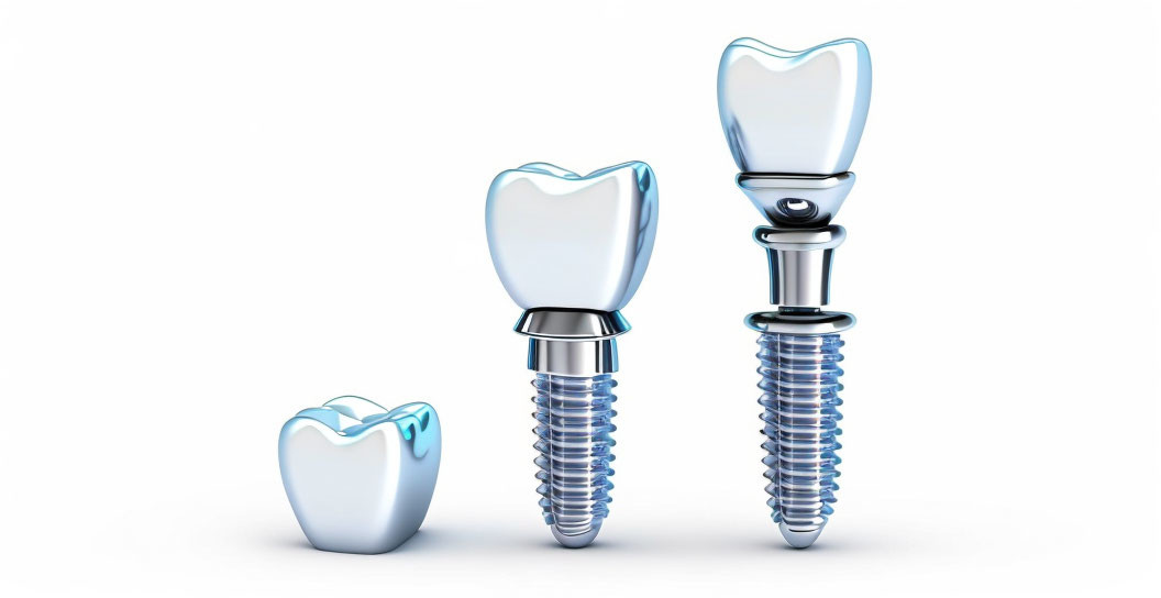 Detailed 3D Dental Implant Components Illustration