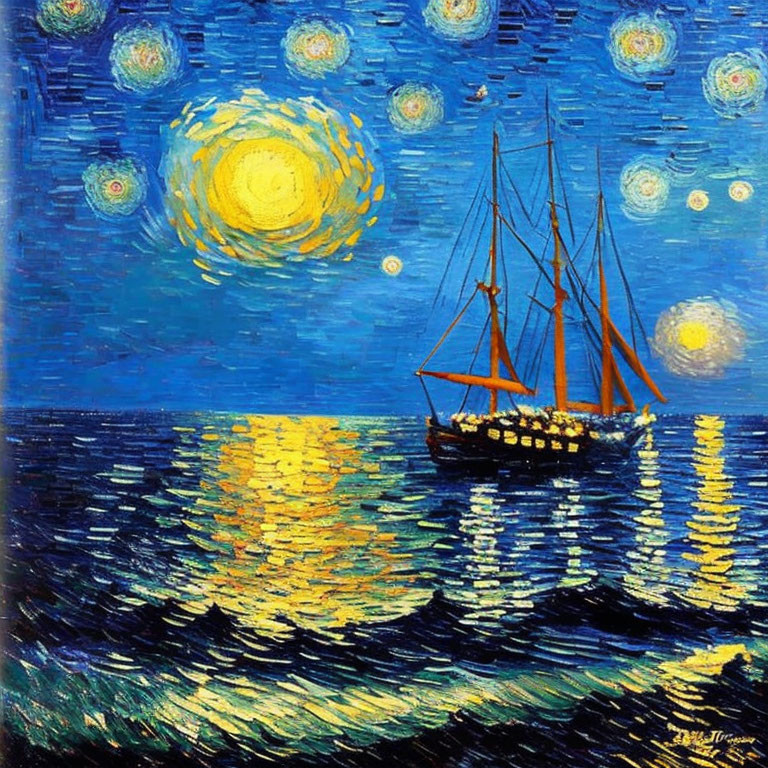 Vincent- Vintage car flying over ocean at night