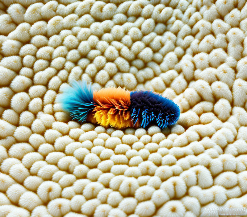 Colorful Christmas Tree Worm on Textured Coral Surface