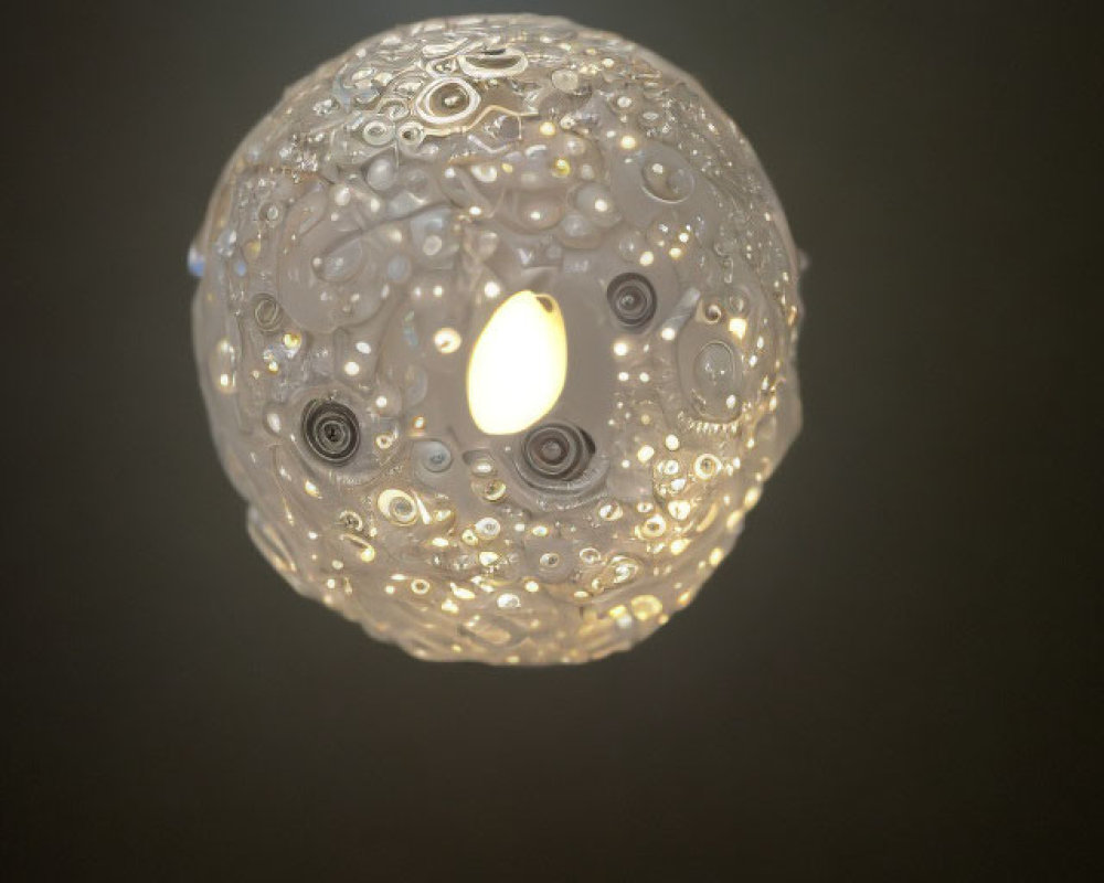 Round Pendant Light with Intricate Patterns Casting Warm Glow