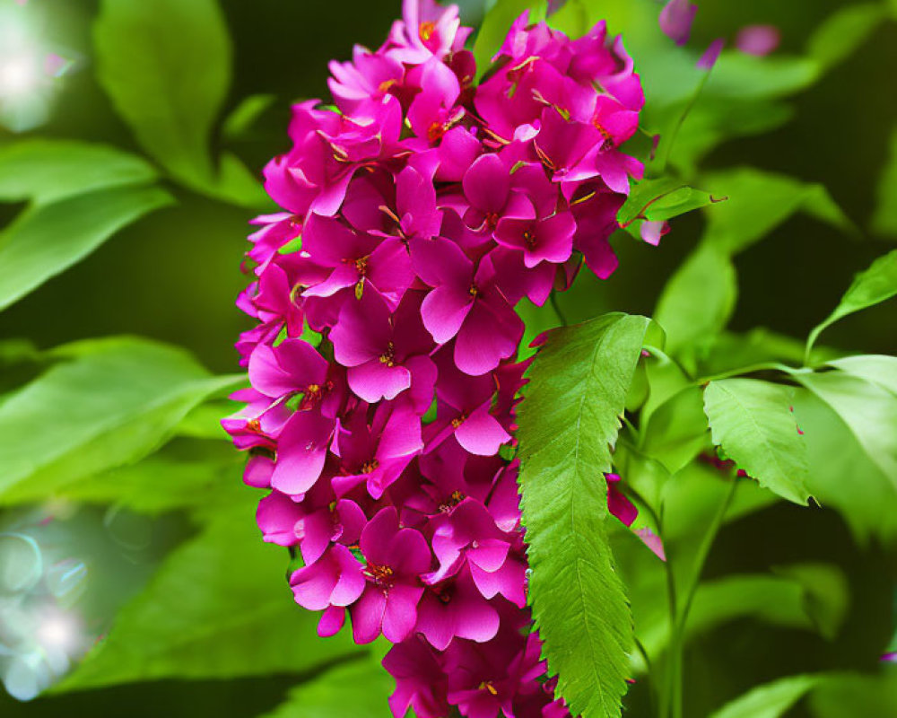 Purple Flowers with Green Leaves in Lush Setting