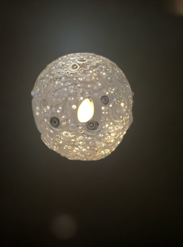 Round Pendant Light with Intricate Patterns Casting Warm Glow