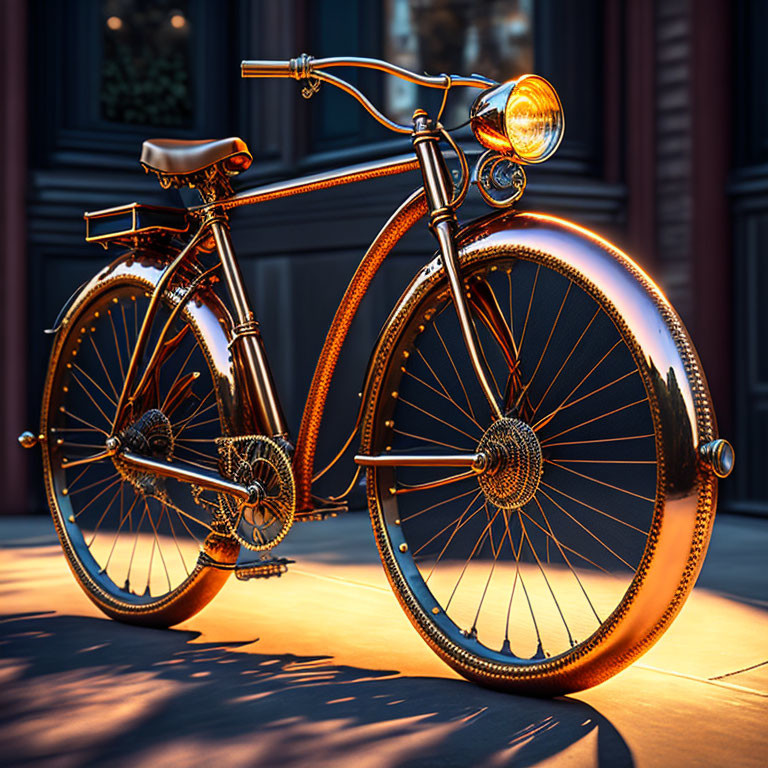 Vintage Copper Finish Bicycle with White-Walled Tires and Leather Saddle