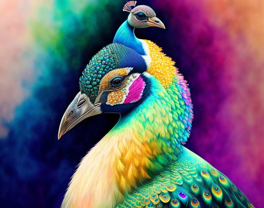 Vibrant Peacocks with Detailed, Iridescent Feathers