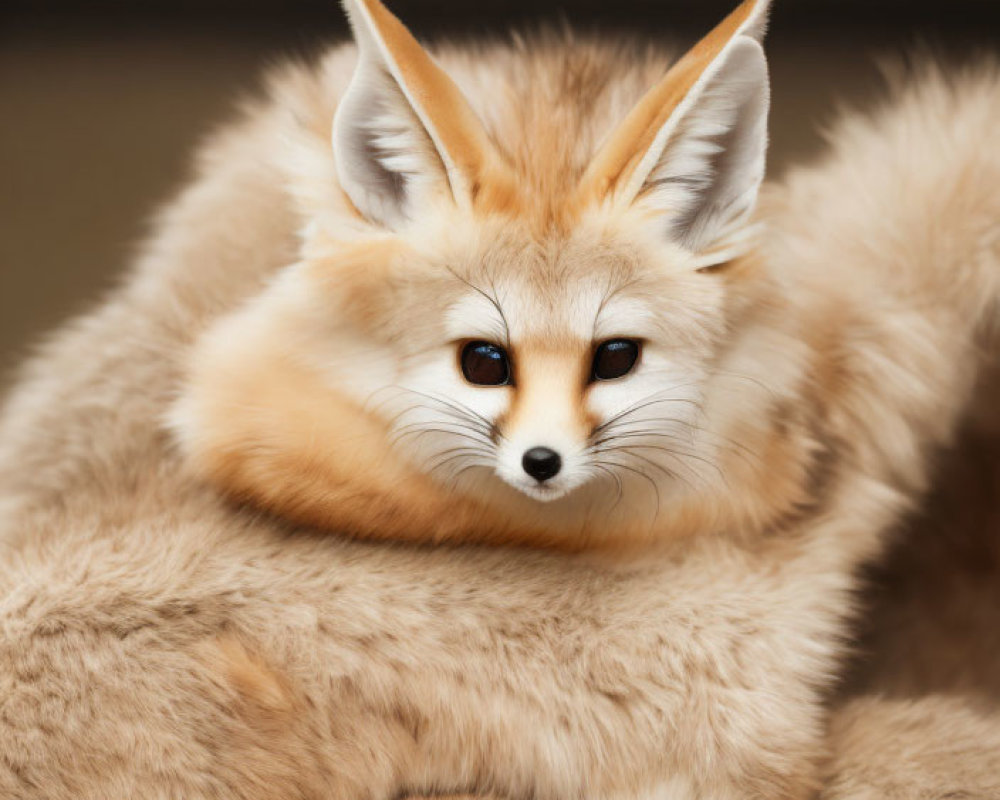 Fennec Fox Close-Up with Large Ears and Thick Fur Coat