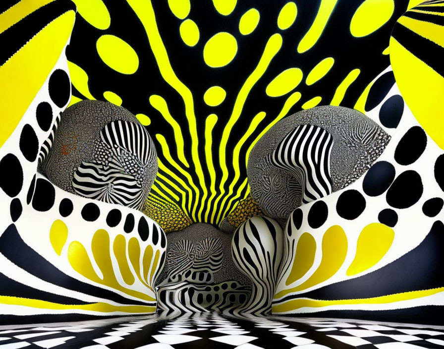 Hypnotic Black and White 3D Optical Illusion Room