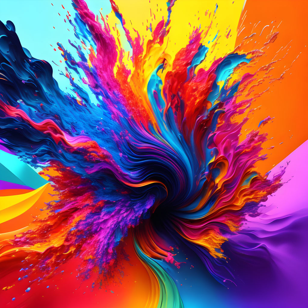 Colorful Paint Swirls on Dynamic Background: Vivid Abstract Design