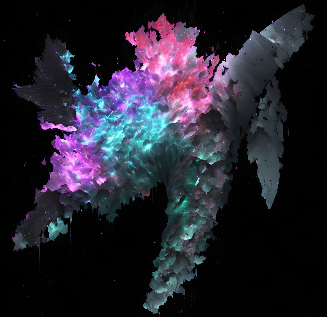 Dynamic Neon Colors Explosion in Dark Space Background